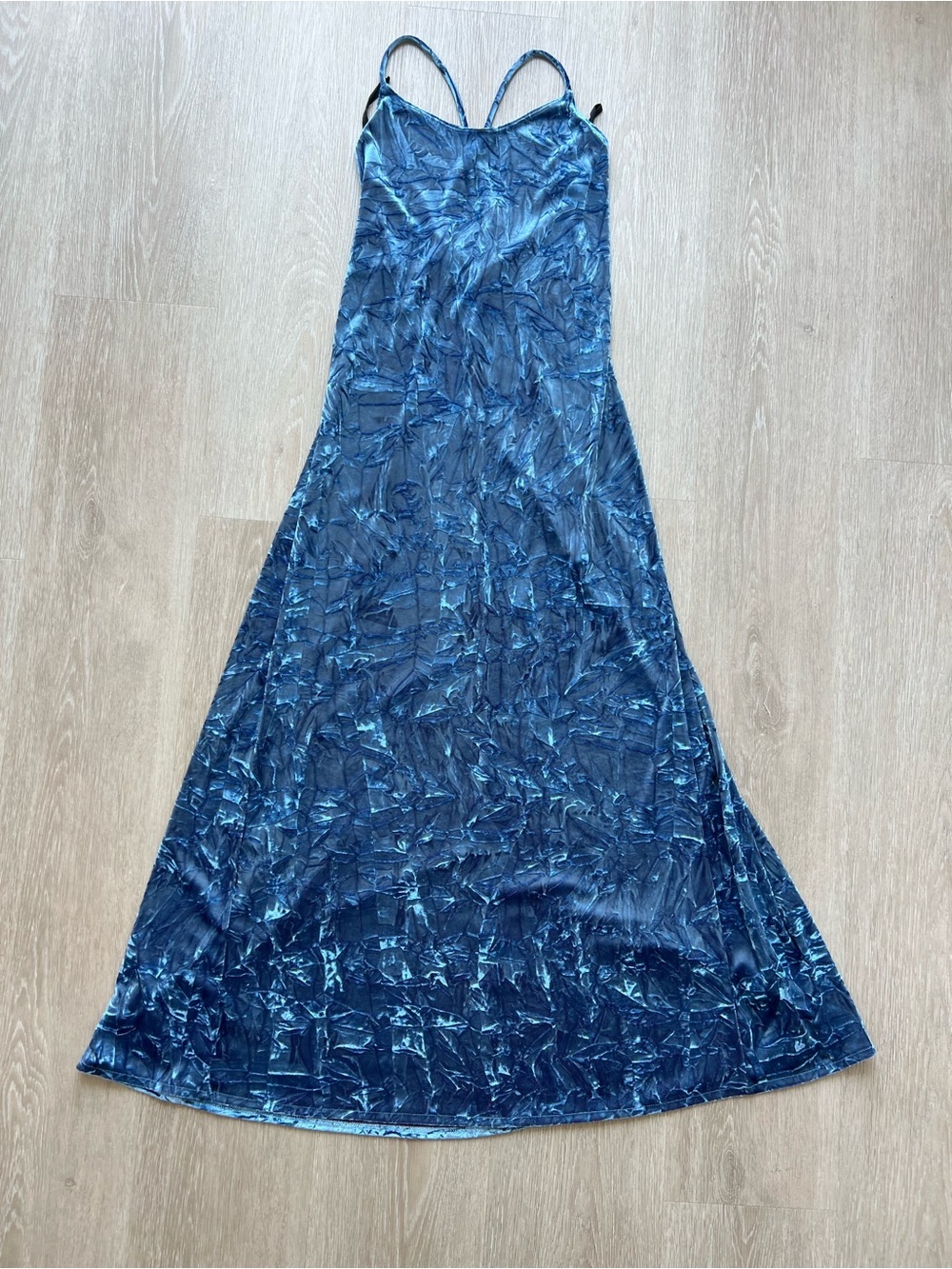Velvet Crushed Navy Blue Summer Women’s Slip Dress